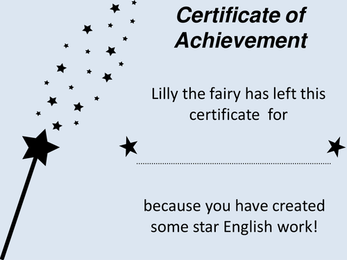 SEN Certificate for good English Work