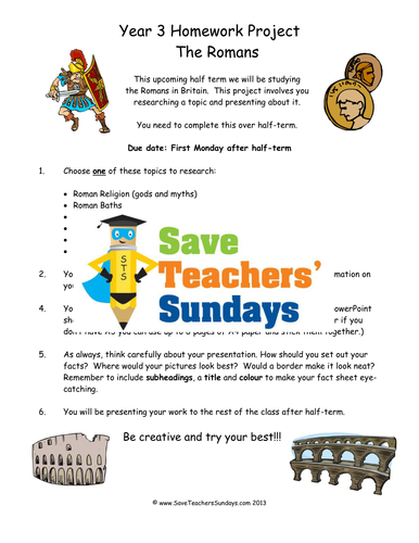 Romans Homework Project and Presentation KS2 Lesson Plan and Worksheet