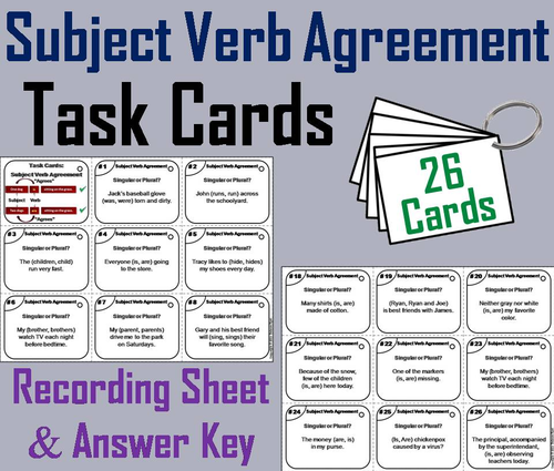 Subject Verb Agreement Task Cards