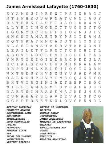 James Armistead Lafayette (1760-1830) Word Search