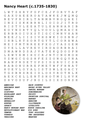 Nancy Heart (c.1735-1830) Word Search