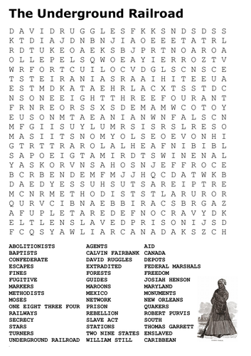 Underground Railroad - Slavery Word Search