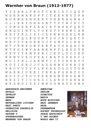 Wernher von Braun Word Search