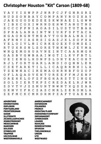 Kit Carson Word Search