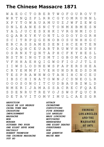 The Chinese Massacre 1871 Word Search