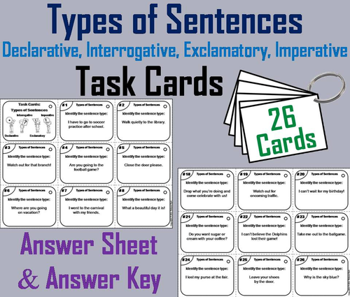 Types of Sentences Task Cards