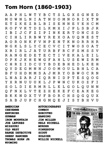 Tom Horn (1860-1903) Word Search