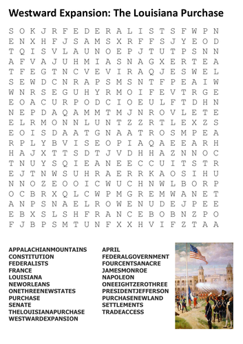 Westward Expansion: The Louisiana Purchase Word Search