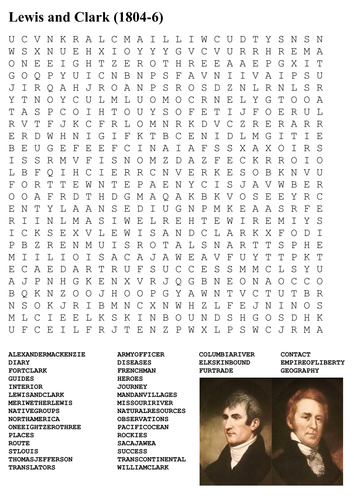 Lewis and Clark (1804-6) Word Search