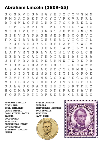 Abraham Lincoln (1809-65) Word Search