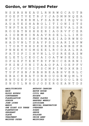 Gordon, or Whipped Peter Word Search