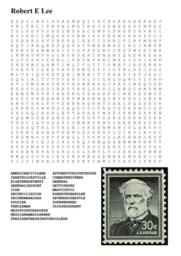 Robert E Lee Word Search