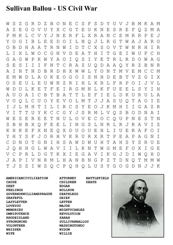 Sullivan Ballou - US Civil War Word Search