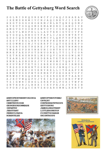 The Battle of Gettysburg Word Search