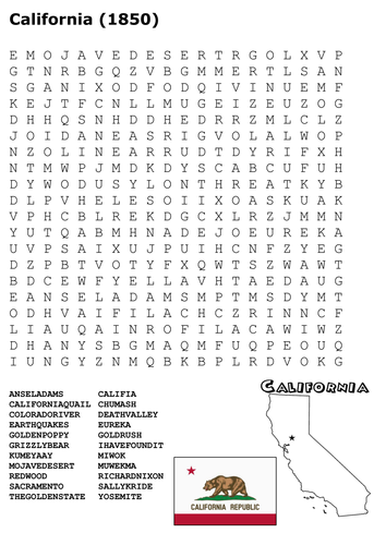 California State Word Search