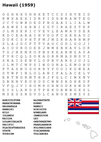 Hawaii State Word Search