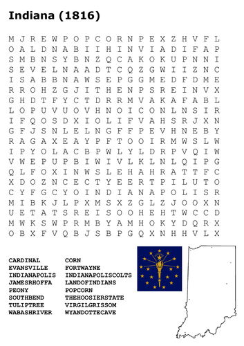 Indiana State Word Search