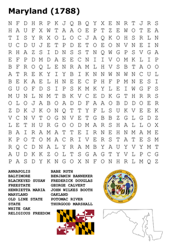 Maryland State Word Search