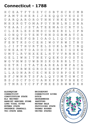 Connecticut State Word Search