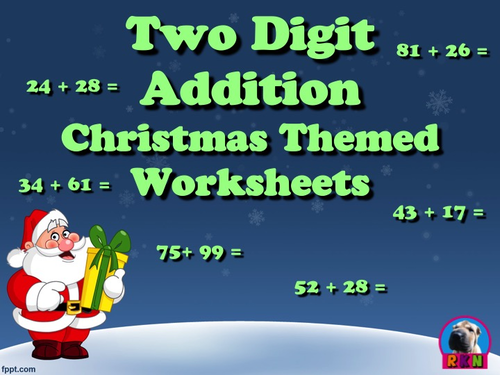Two Digit Addition - Christmas Themed Worksheets - Horizontal