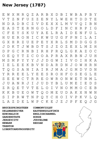 New Jersey State Word Search