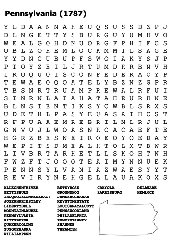 Pennsylvania State Word Search