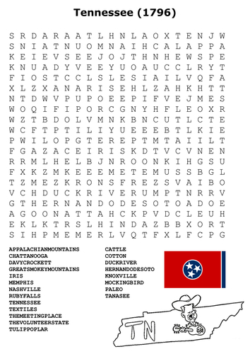 Tennessee State Word Search