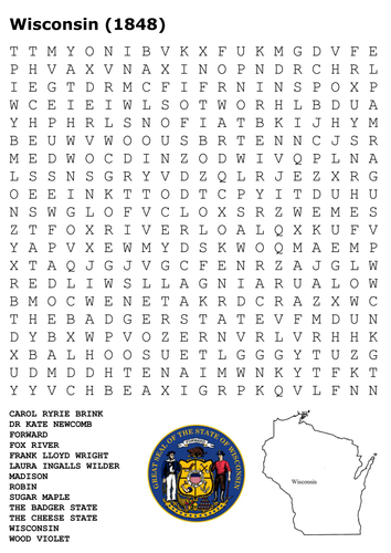 Wisconsin  State Word Search