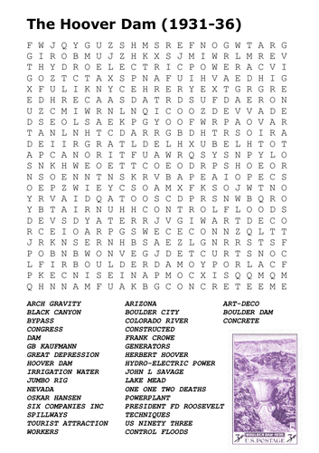 The Hoover Dam Word Search