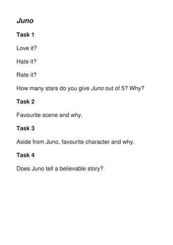 Juno - after viewing discussion prompts