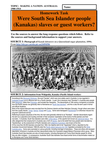 Were the South Sea Islander People (Kanakas) slaves or guest workers?