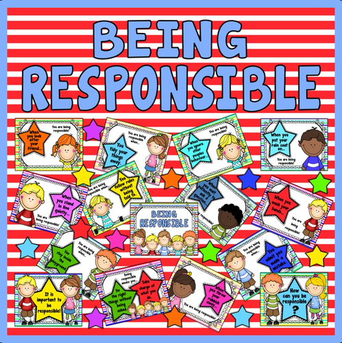 BEING RESPONSIBLE POSTERS- TEACHING RESOURCES BEHAVIOUR RULES EYFS EARLY YEARS KS 1-2