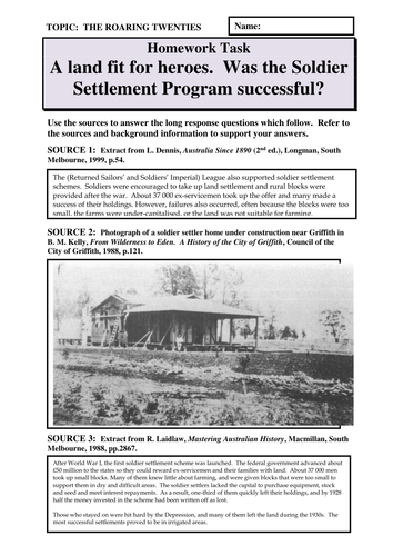 A "land fit for heroes".  Was the Soldier Settlement Program successful?