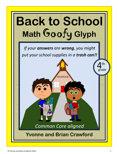 Back to School Math Goofy Glyph (4th grade Common Core)