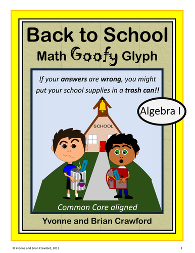Back to School Math Goofy Glyph (Algebra Common Core)