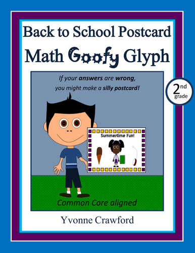 Back to School Postcard Math Goofy Glyph (2nd grade Common Core)