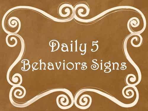 Daily 5 Behaviors Anchor Charts/Signs/Posters (Ombre Chalkboard/Curly Frames)