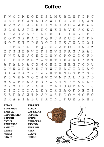 Coffee Word Search
