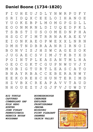Daniel Boone (1734-1820) Word Search