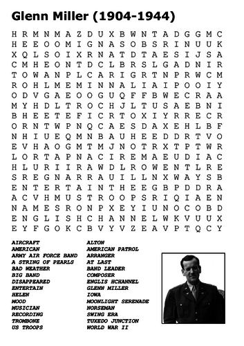 Glenn Miller Word Search