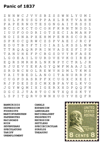 Panic of 1837 Word Search