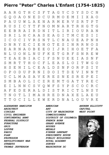 Pierre "Peter" Charles L'Enfant Word Search