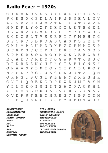 Radio Fever – 1920s Word Search