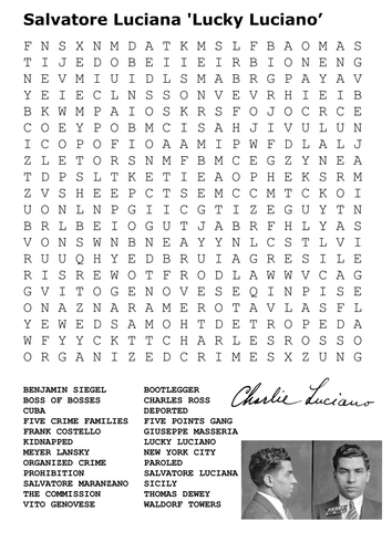 Salvatore Luciana 'Lucky Luciano’ Word Search