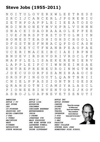 Steve Jobs Word Search