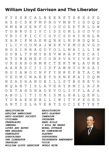 William Lloyd Garrison and The Liberator Word Search