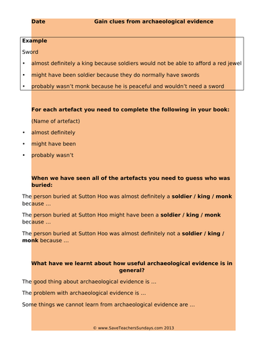 Sutton Hoo KS2 Lesson Plan, Activity and Worksheets