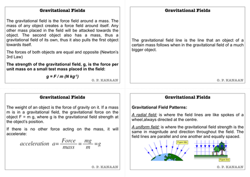 Gravitational Fields A-Level Physics Flashcards V1.0 (19 Cards)