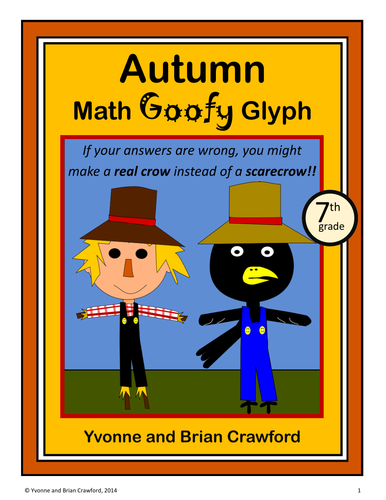 Fall Math Goofy Glyph (7th grade Common Core)