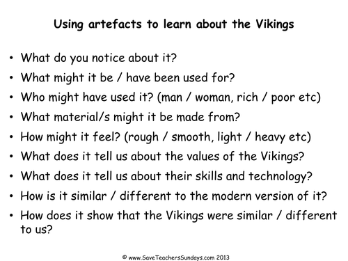 Viking Artefacts KS2 Lesson Plan and Activity